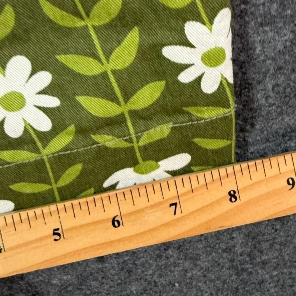 Big Bud Press Trousers XS Green Floral Daisy Print High Waist Pants NWOT